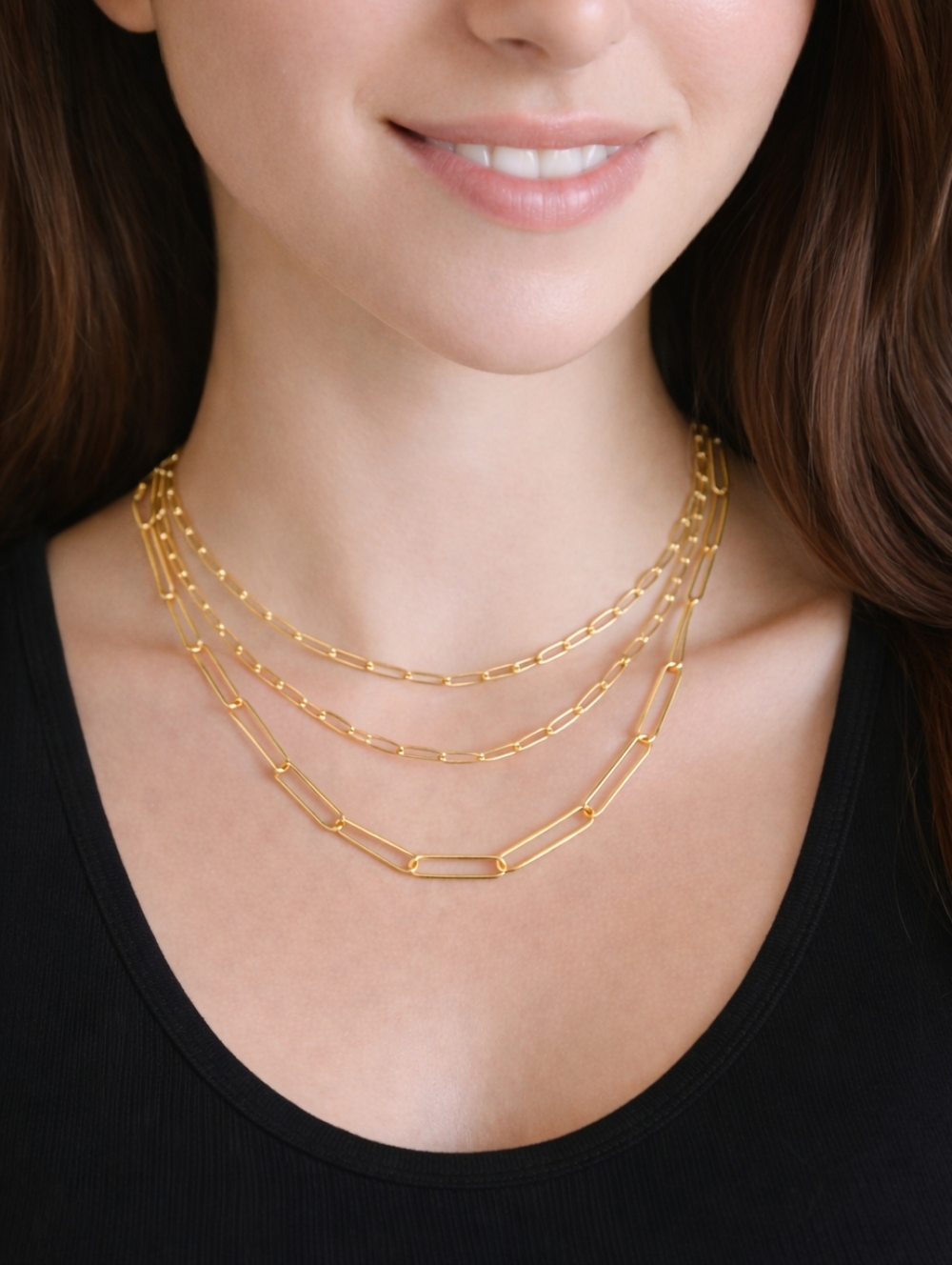 Boutique Layered Gold Paperclip Chain Necklace - Picture 3 of 3